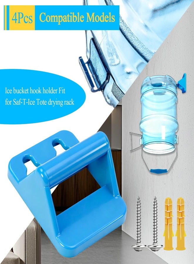 WFCYX 4 Pcs Multifunctional Ice Bucket Hanger Bracket, Ice Bucket Hook Holder, Fit for Saf-T-Ice Tote Drying Rack, W/Screws & Anchors, for Sanitary Drying, Cleaning, Convenient Storage - Image 3